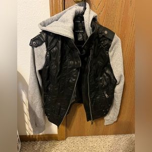Hooded leather jacket